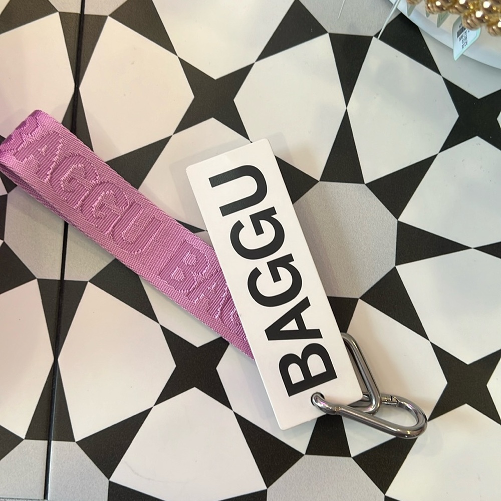 - BAGGU Peony Pink Logo Keychain Lanyard NEW